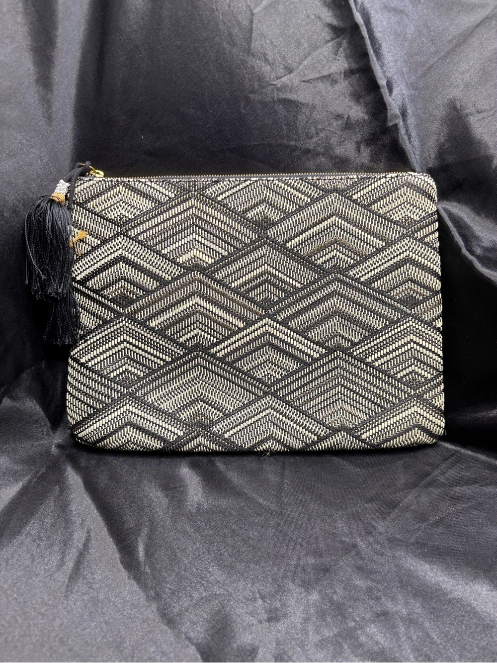 J.Crew Chevron Woven Tassel Clutch